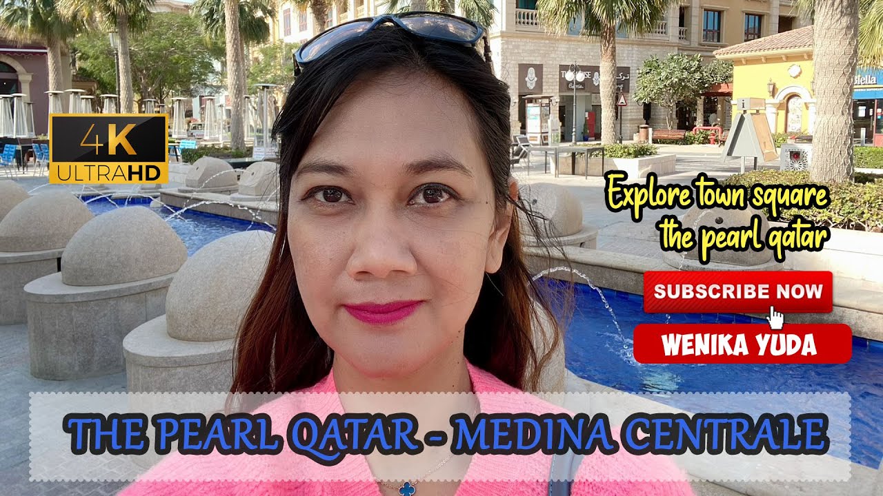 Medina Centrale, Town square in The Pearl Qatar. 4K Walking Tour UHD 60FPS.