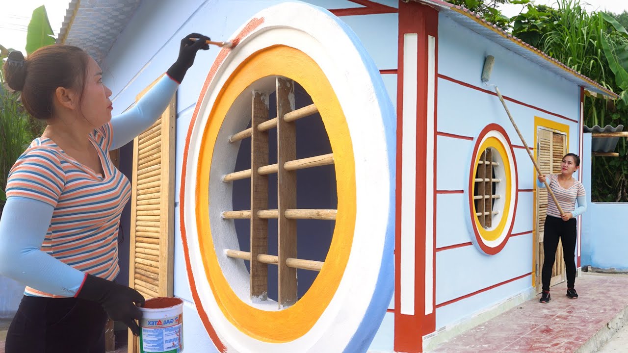 Painting House And Kitchen Decoration, Completed Building House With Bricks and Cement