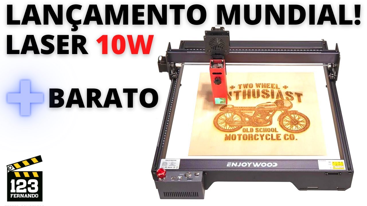 LANÇAMENTO GRAVADORA LASER 10W ENJOYWOOD CEL-E10 PRO. Grava em inox, madeira, alumínio, couro e mais