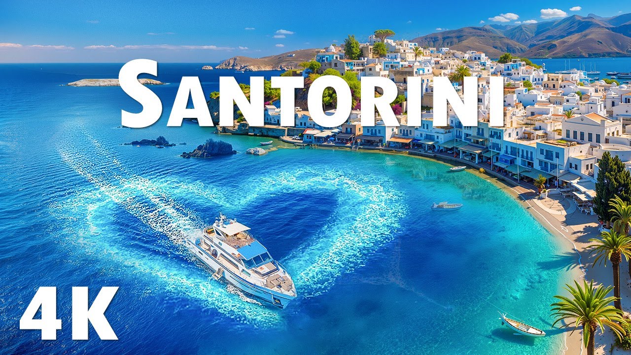 Santorini 4K - Discover the Stunning Caldera & Iconic Blue Domes With Deep House Chill Music
