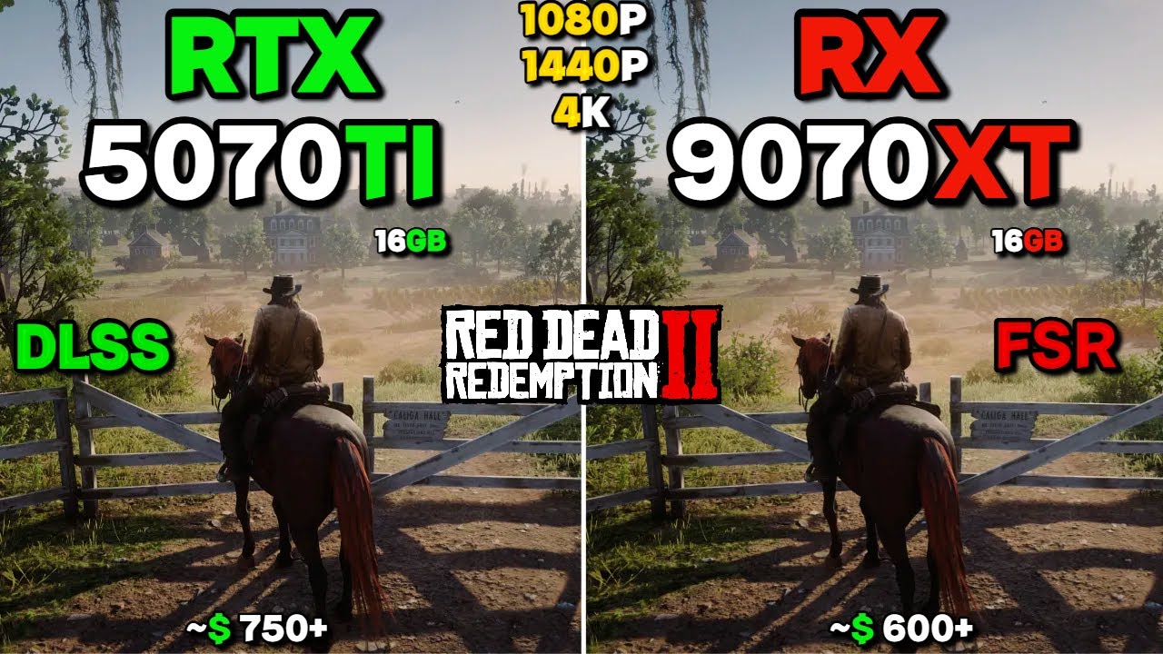 Red Dead Redemption 2 - RTX 5070TI VS RX 9070XT | 1080P | 1440P | 4K