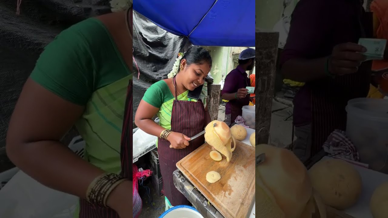 Bangalore Aunty Has Amazing Fruit Cutting Skill | Indian Street Food