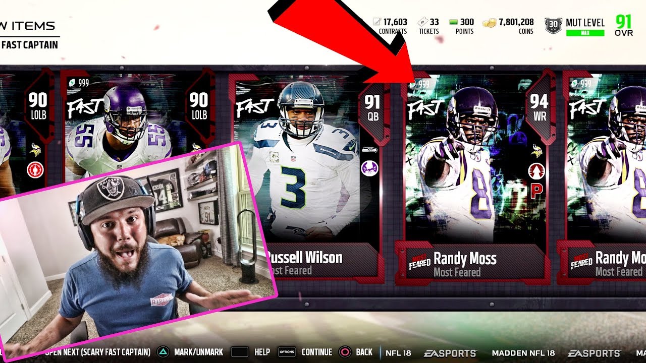 MOST FEARED RANDY MOSS!!! CRAZY LUCKY PULLS WOW | MADDEN 18 PACK OPENING!!