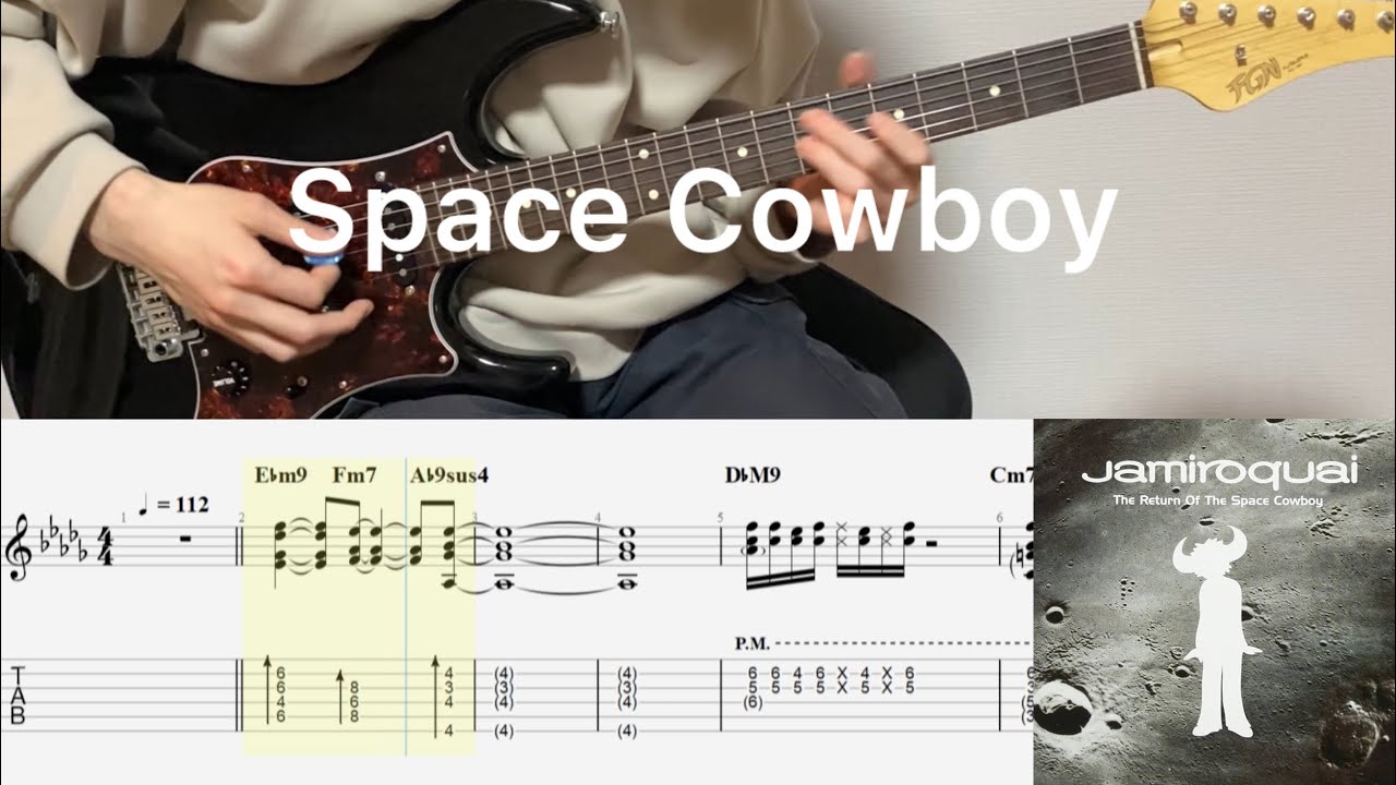 Jamiroquai - Space Cowboy (guitar cover with tabs & chords)