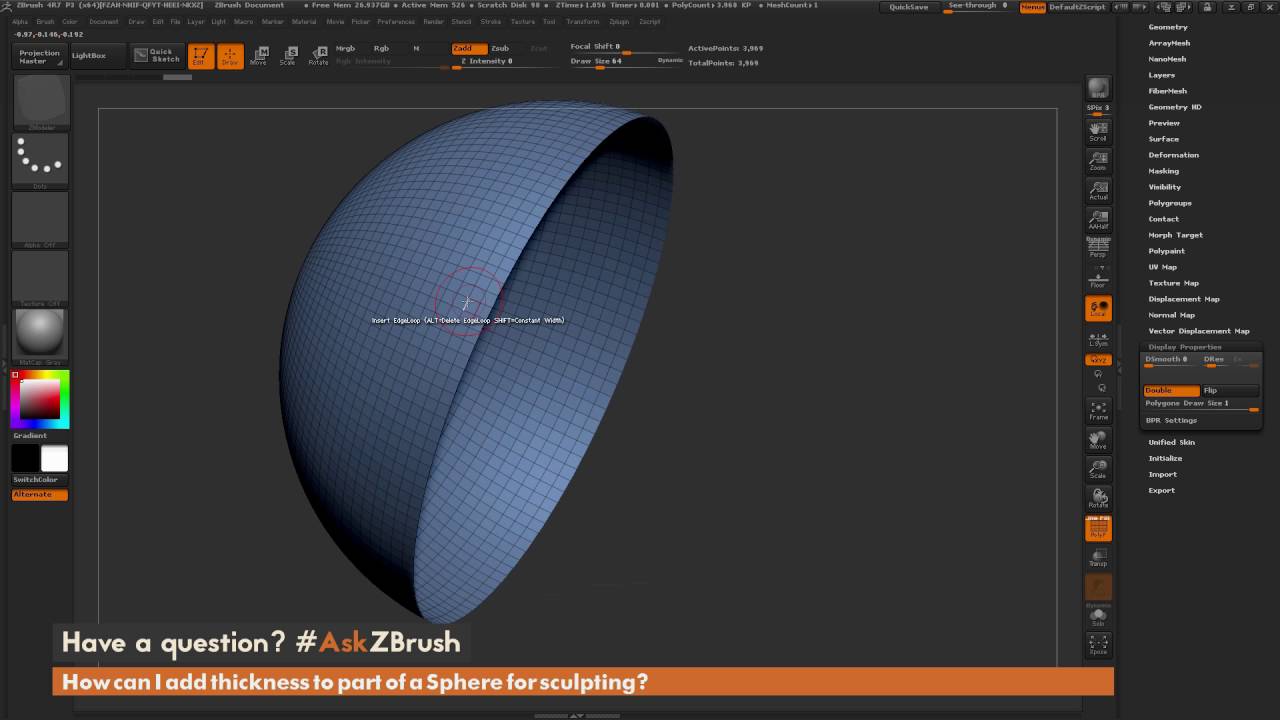 #AskZBrush: «Как добавить толщину части сферы для скульптурирования?»