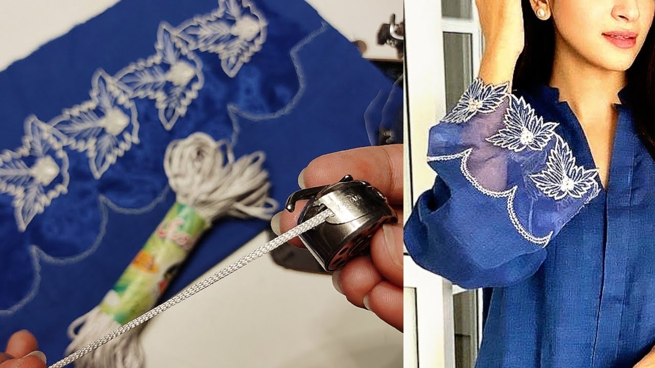 Dori Organza Fabric Embroidery | Beautiful Sewing Machine Embroidery Design