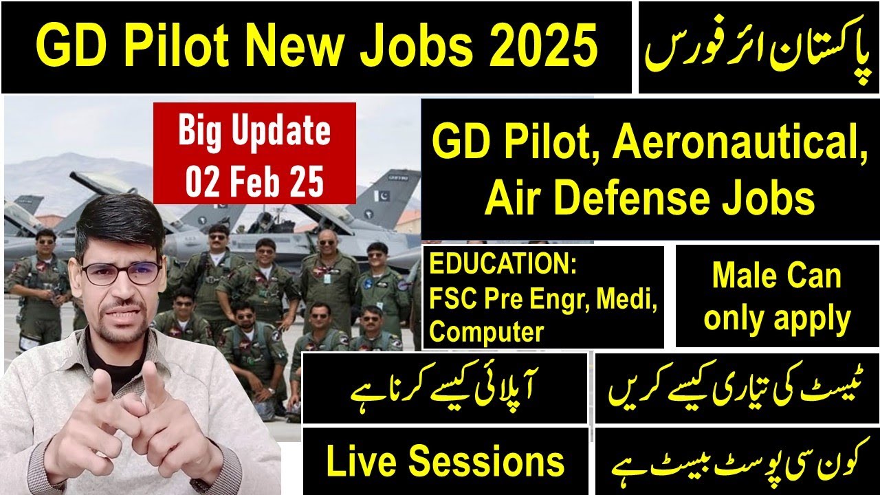 Join PAF as  GD Pilot - PAF Latest Cadet jobs at FSC level - Online apply 2025 start - PAF new Jobs