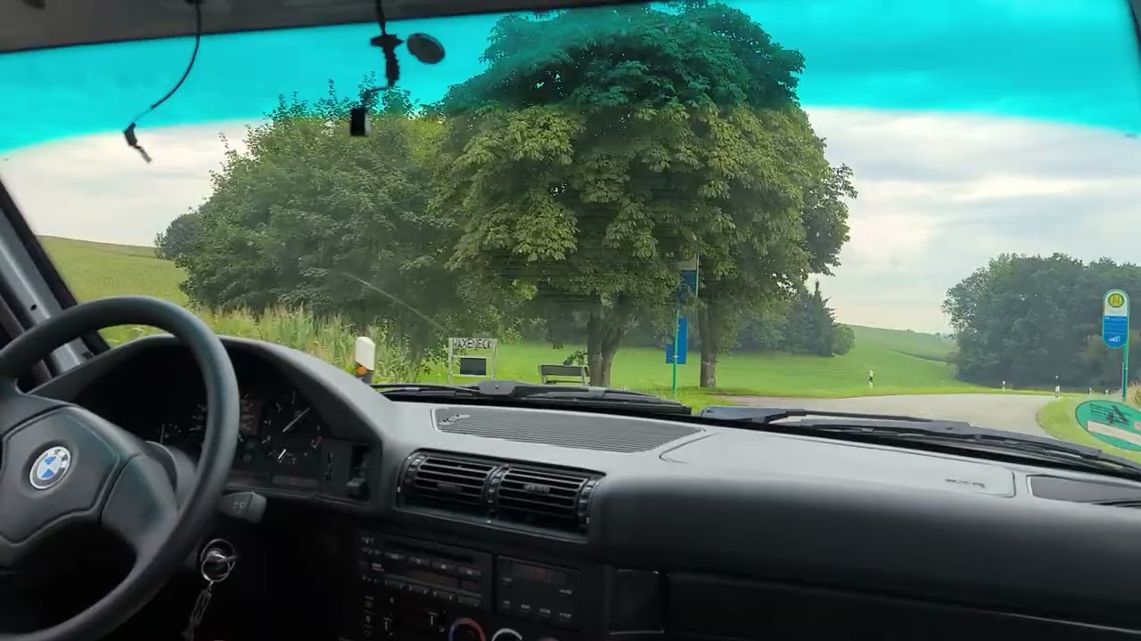 BMW E34 Limousine M50 Testdrive onboard. German Street (Landstraße)