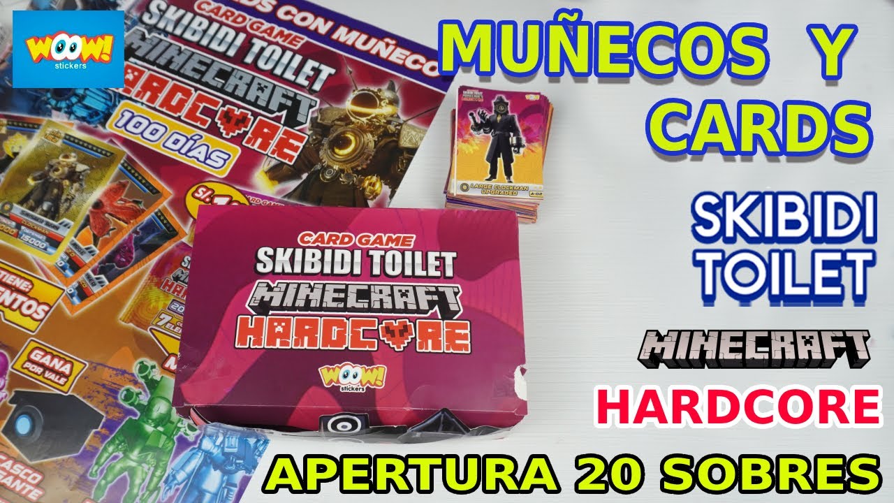 CARDS Skibidi Toilet Minecraft HARDCORE de Woow Stickers: Apertura 20 SOBRES (2da parte)