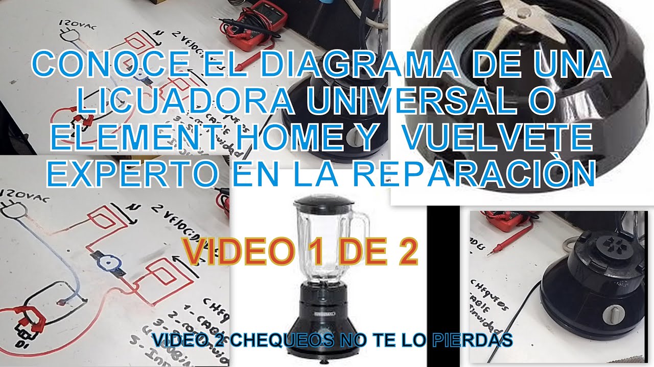 DIAGRAMA DE LICUADORA UNIVERSAL O ELEMENT HOME DE 2 VELOCIDADES-VIDEO 2  CHEQUEOS-VENTA DE REPUESTOS