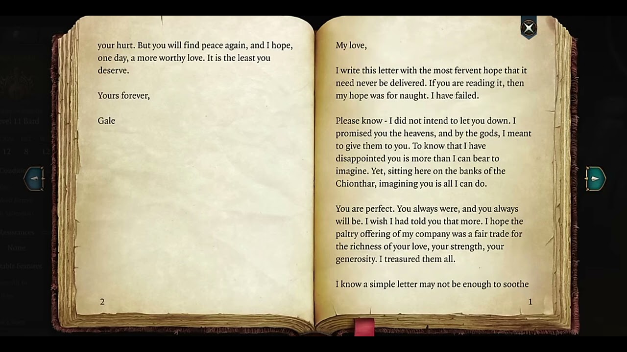 Baldur's Gate 3 - Gale's Letter (voiced by Tim Downie)