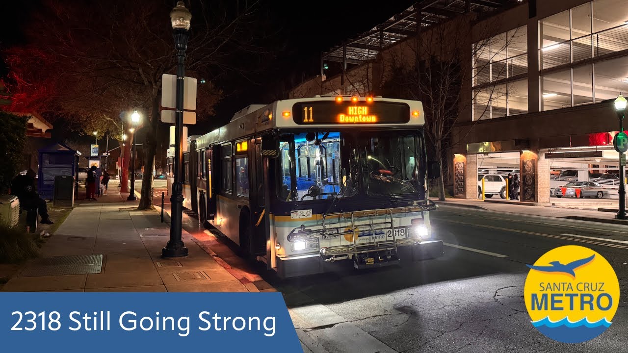 Still Strong! Santa Cruz Metro 2002 New Flyer D60LF #2318 on Route 11 High to Downtown