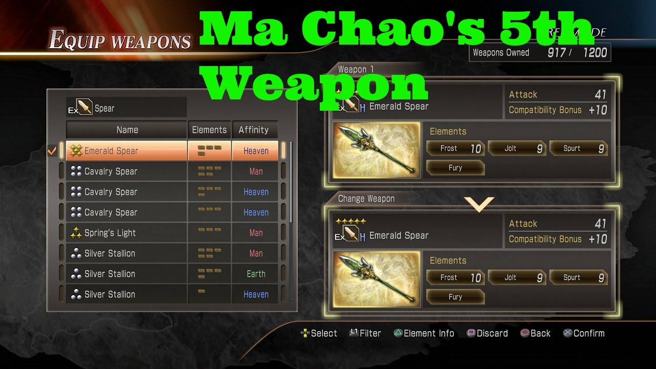 Dynasty Warriors 8 XL CE / Ma Chao 5th Weapon Guide! (PS4)