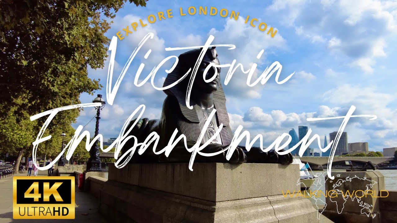 Walking London Embankment UHD 4K | Cleopatra's Needle, Victoria Embankment & Thames | Oct 2022
