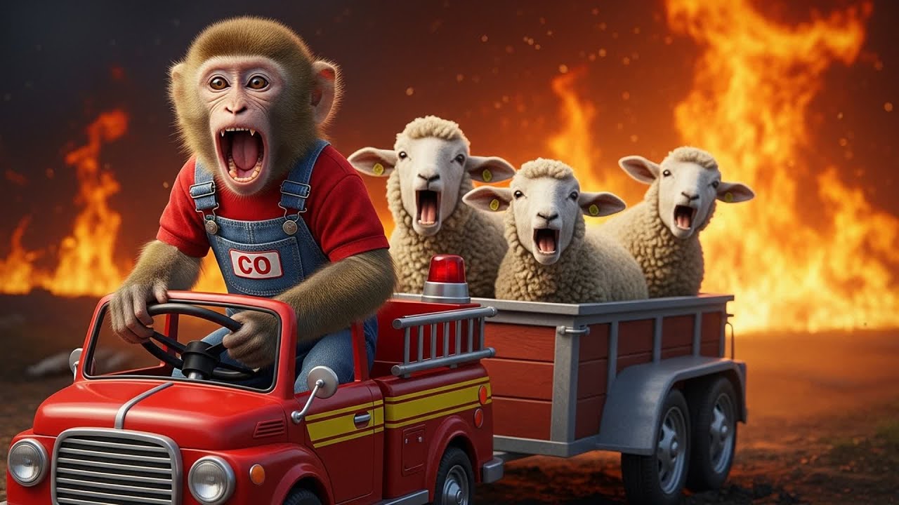 Monkey CO Drives the Mini Fire Truck to Rescue the Sheep from the Fire 🐒🚒🐑 | CO MONKEY TEAM