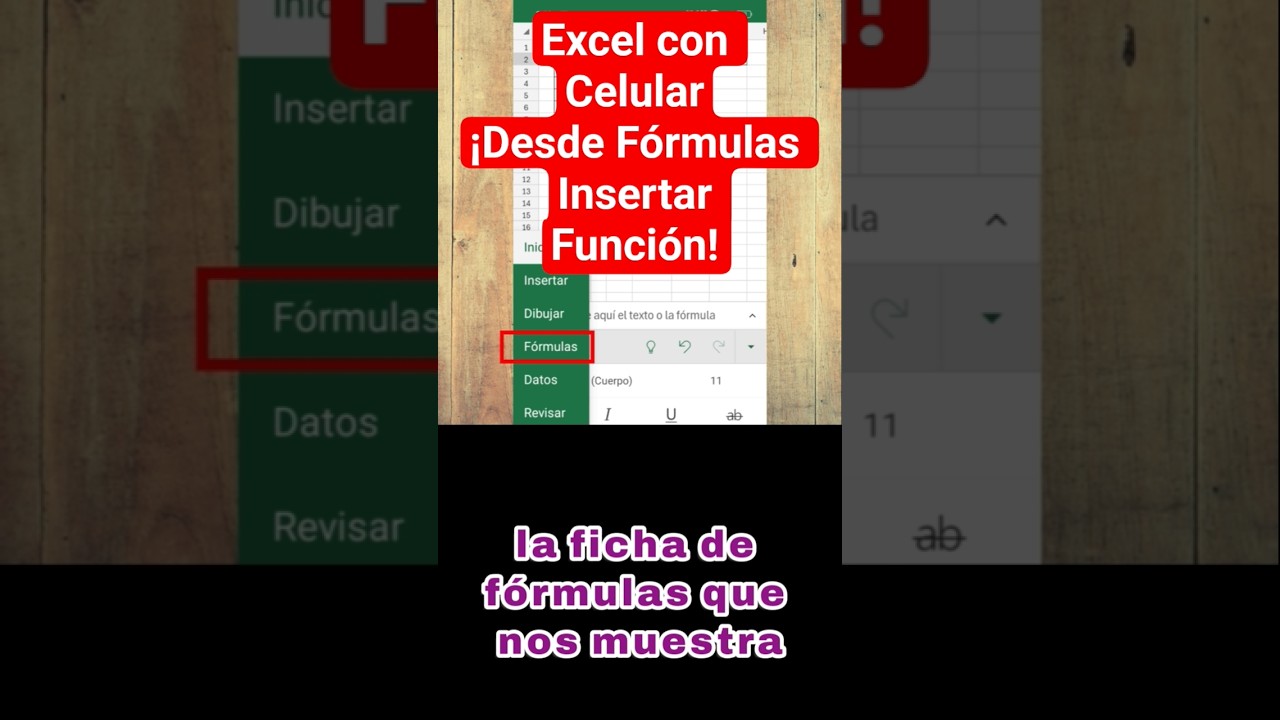 ¡Ficha Fórmulas Insertar Función de Excel con Celular! 