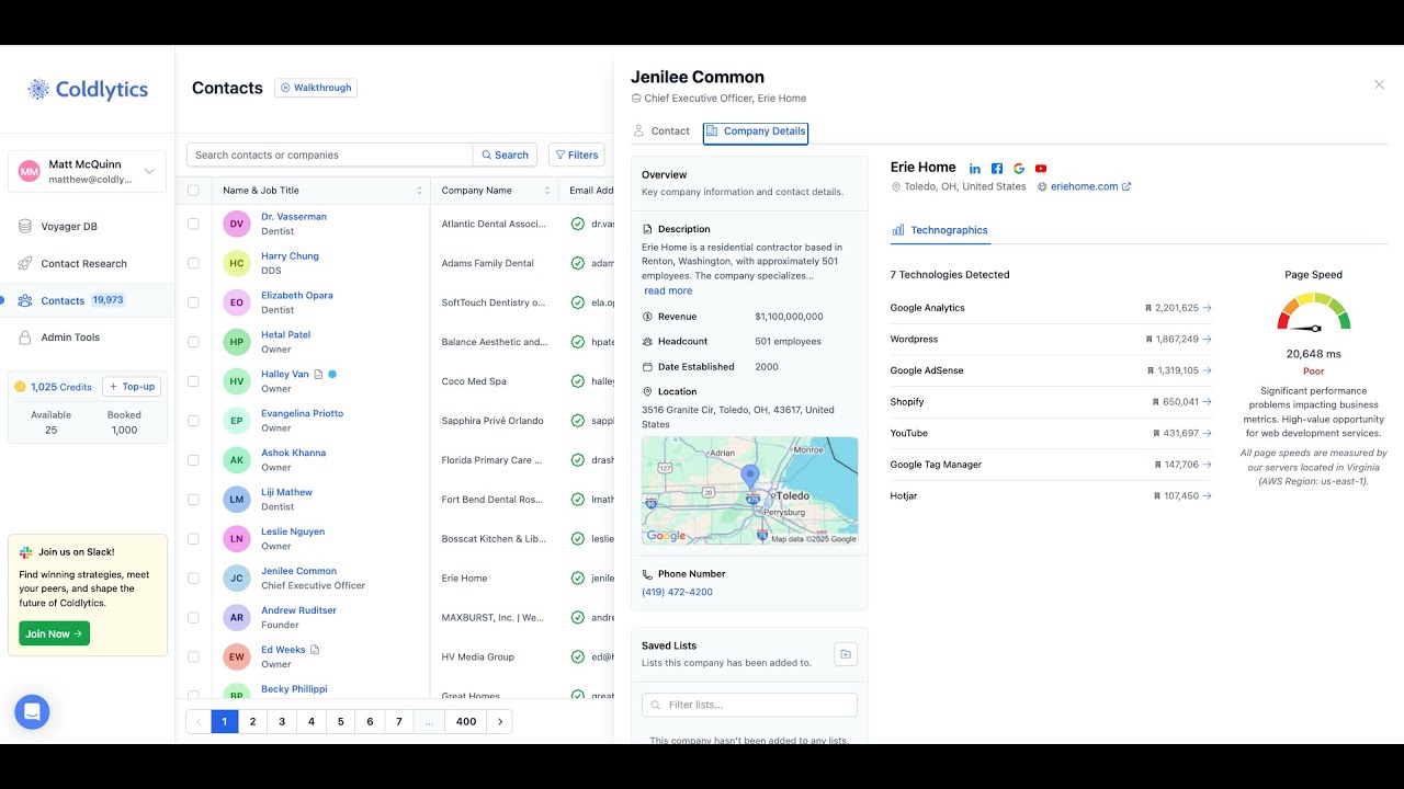 Navigating the Contacts Section in Coldlytics