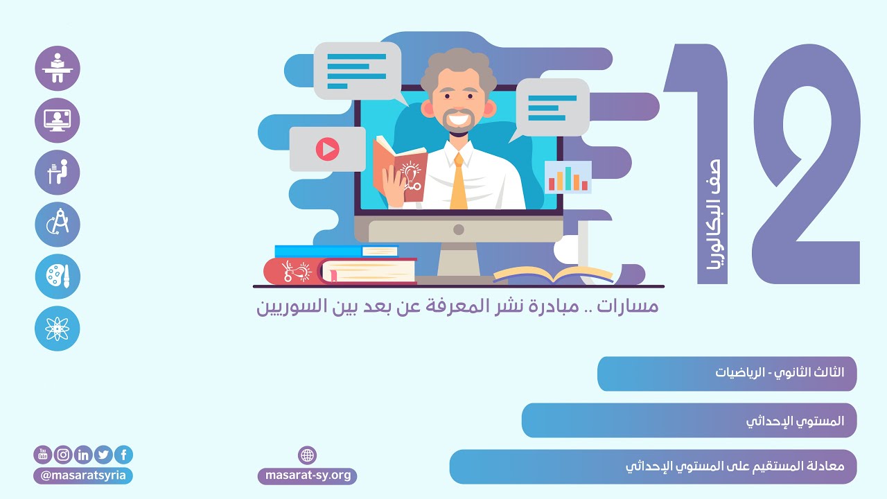 معادلة المستقيم على المستوي الإحداثي | درس المستوي الإحداثي | الرياضيات الثالث الثانوي