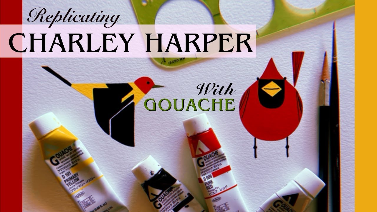 Gouache Painting Demo: Replicating Charley Harper's Minimal Realist Birds #midcenturyart