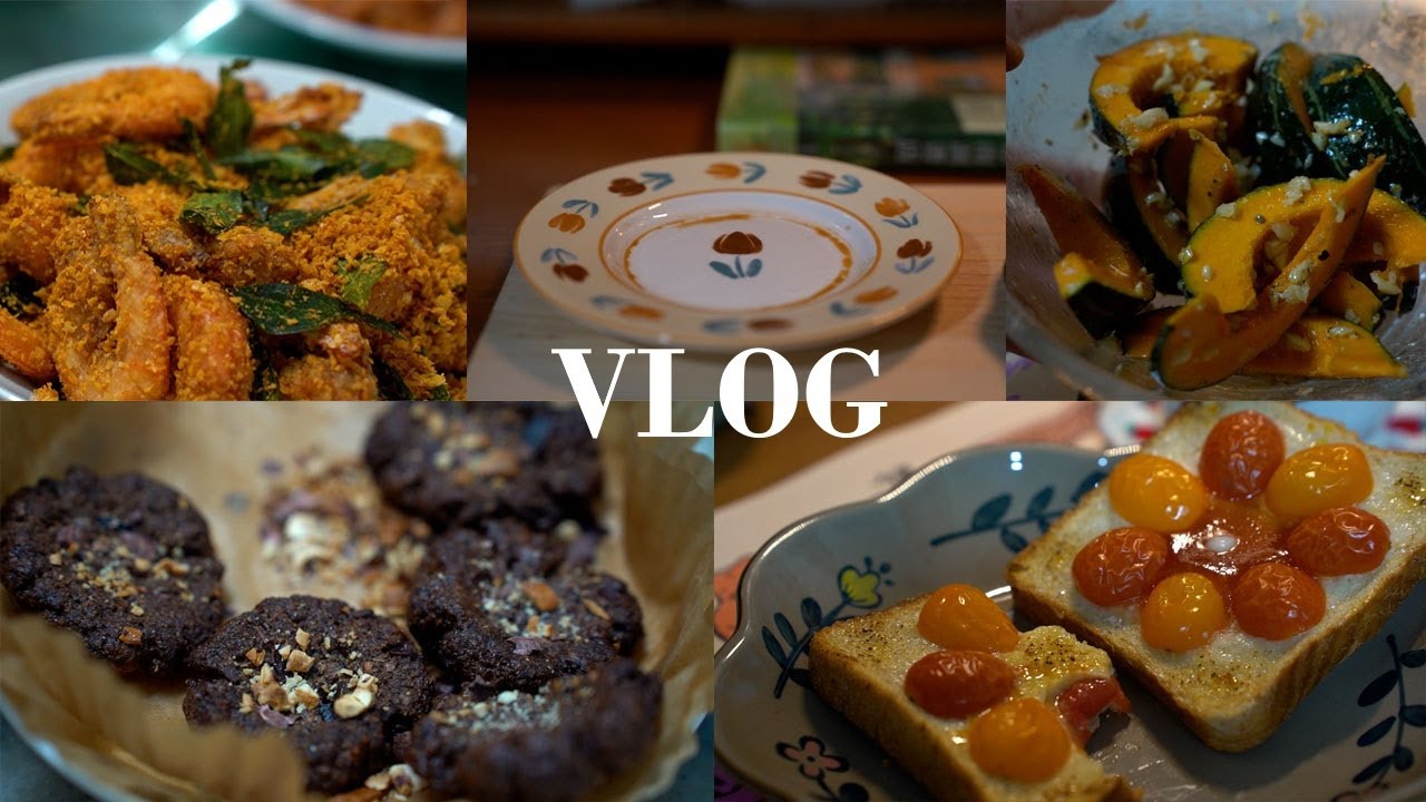 A cooking vlog 🎞️for a 8-5 office worker | lunchbox, crispy oatmeal prawn, chocolate oatmeal cookies