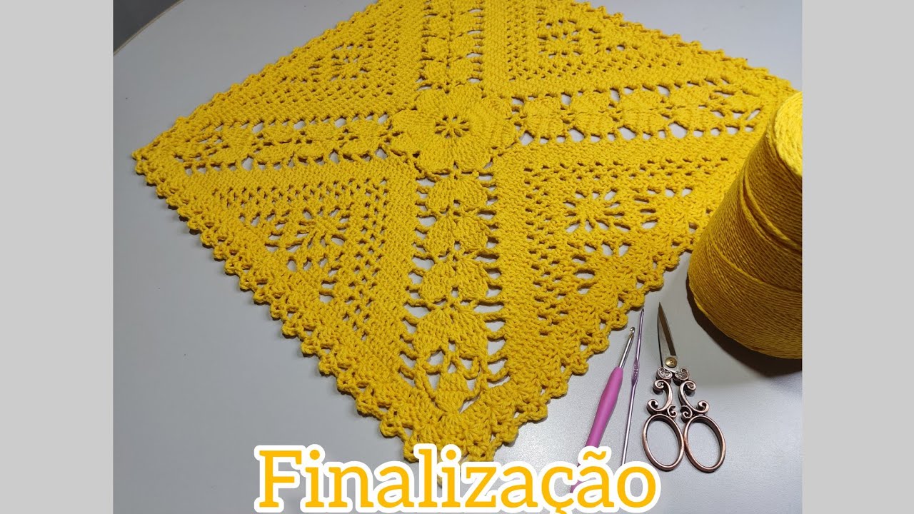 🚨Centro de Mesa Quadrado em Crochê Finalização - Passo a Passo @patysantoscroche