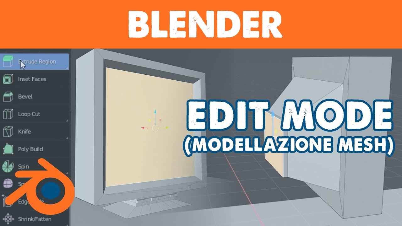 Blender - Modellazione Mesh (estrusione, bevel, inset, loop cut) con Edit Mode (Tutorial ITA)