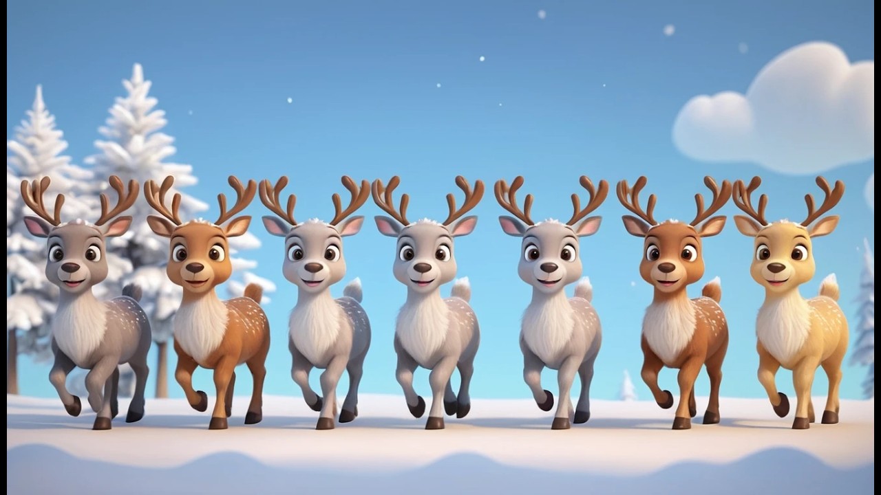 Fünf kleine Rentiere, Dash, Dash, Dash 🦌 | Weihnachtslied & Zählen für Kinder
