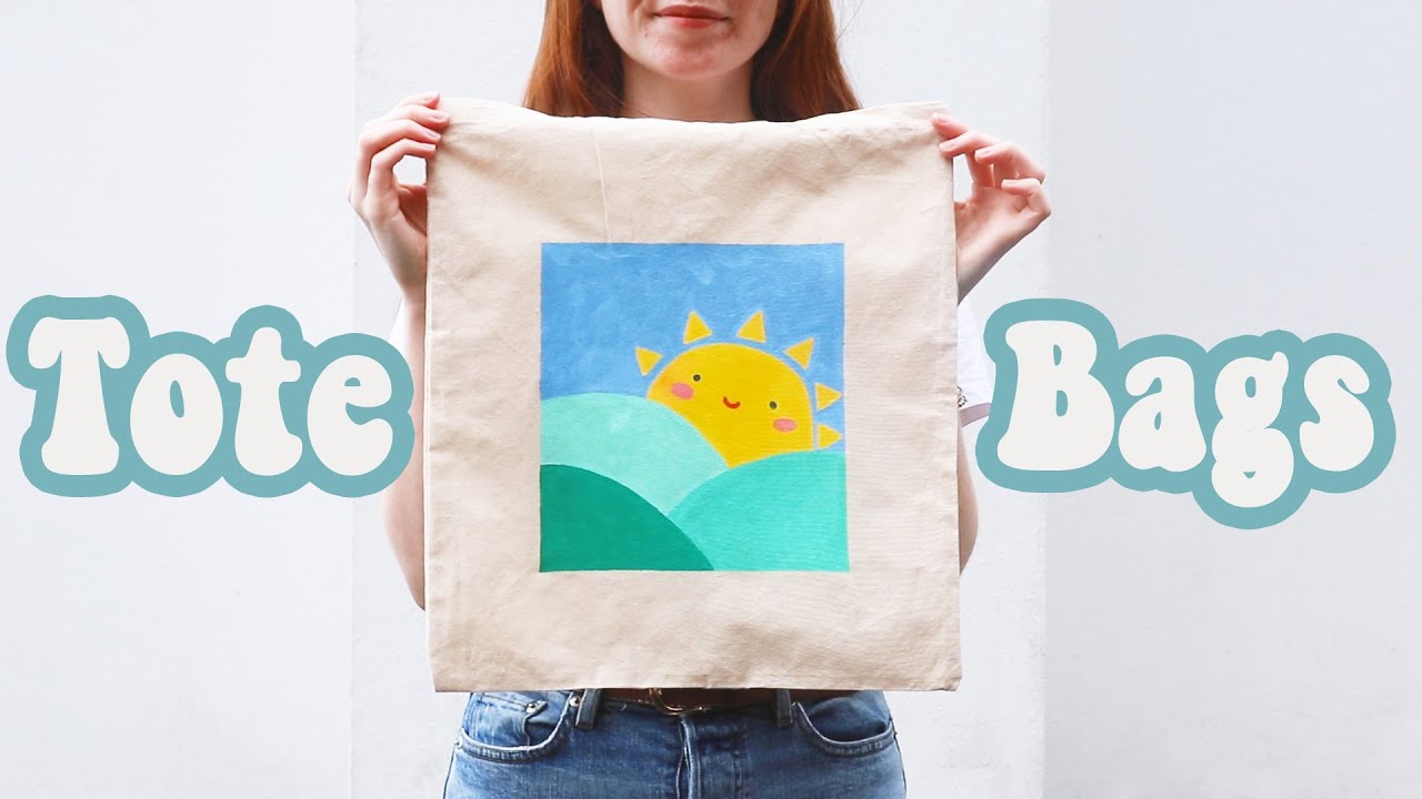 HAND PAINTED TOTE BAGS | How to Hand Paint Totes Bags, Paint With Me, Tote Bag Tutorial