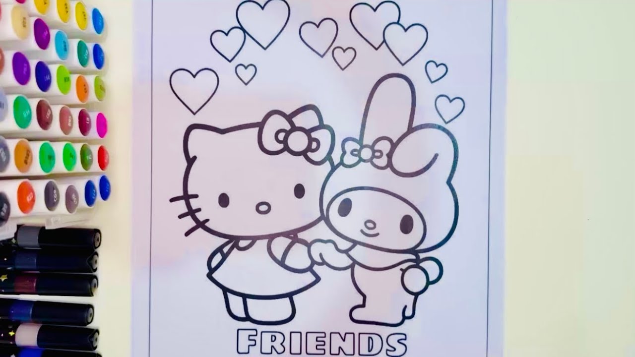 ASMR Coloring time 🎀 Hello Kitty with My Melody 💖