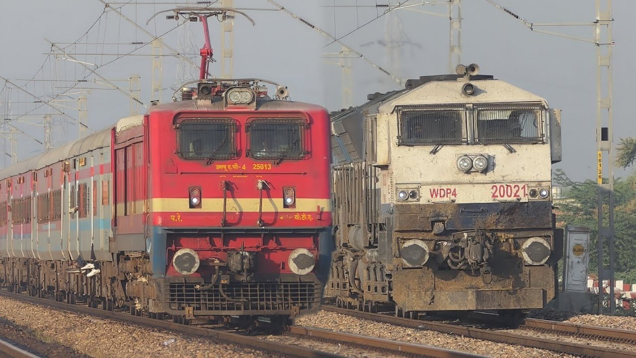 Diesel | And | Electric  Daily TRAINS WAP 4+WDP4 INDIAN RAILWAYS DAUSA JUNCTION RAJASTHAN
