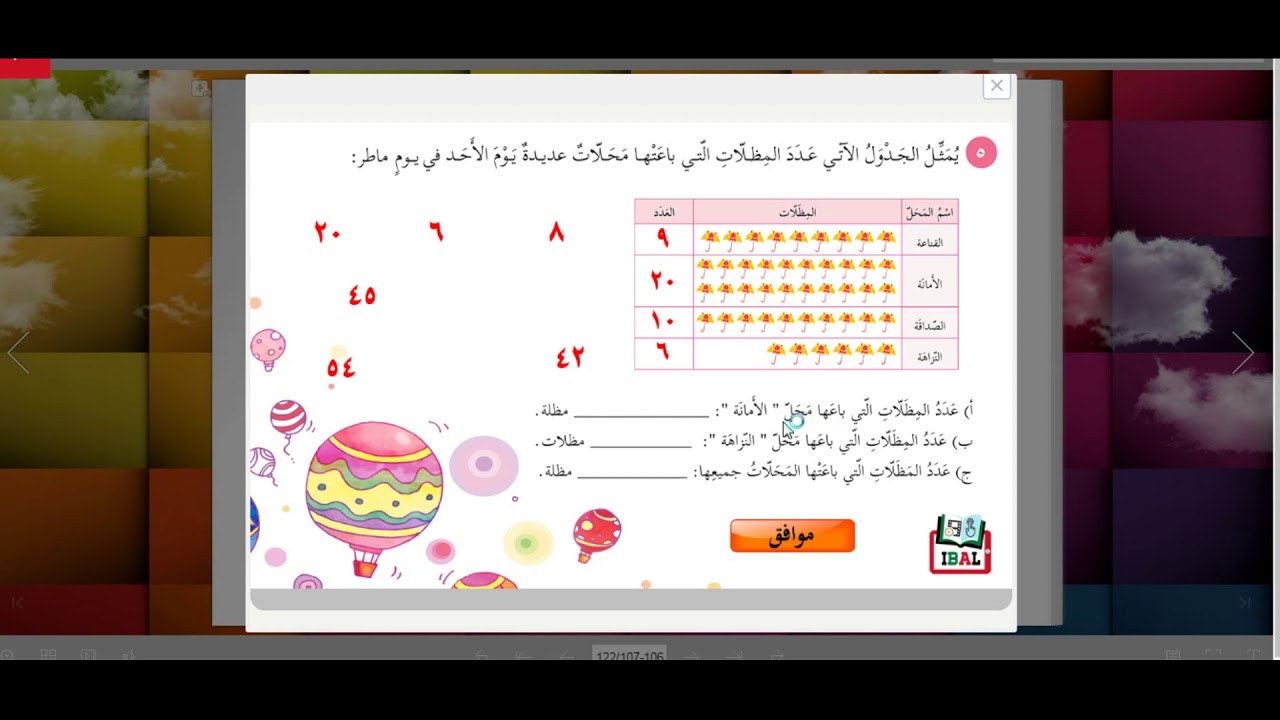 البيانات وتمثيلها بالصور / الصف الثالث