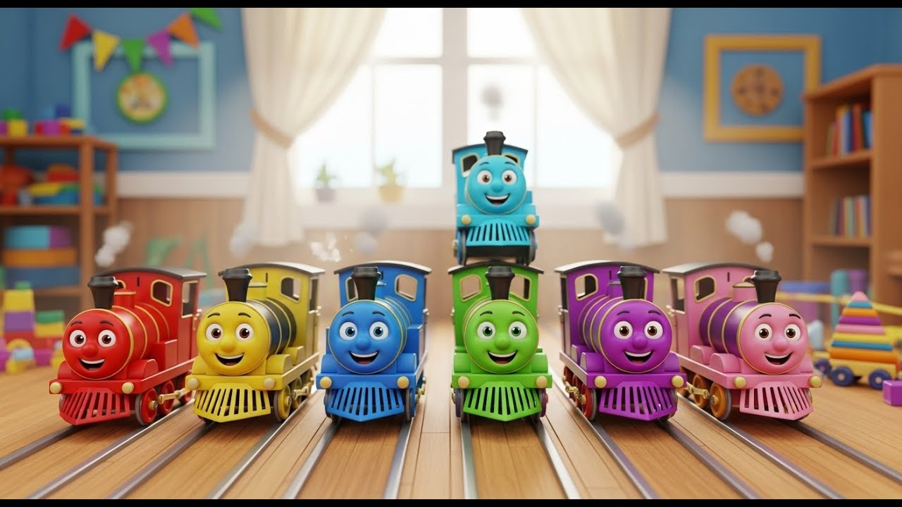 Eight Little Toy Toy Trains Chug Chug Chug | Number Songs & Toy Rhymes for Kids