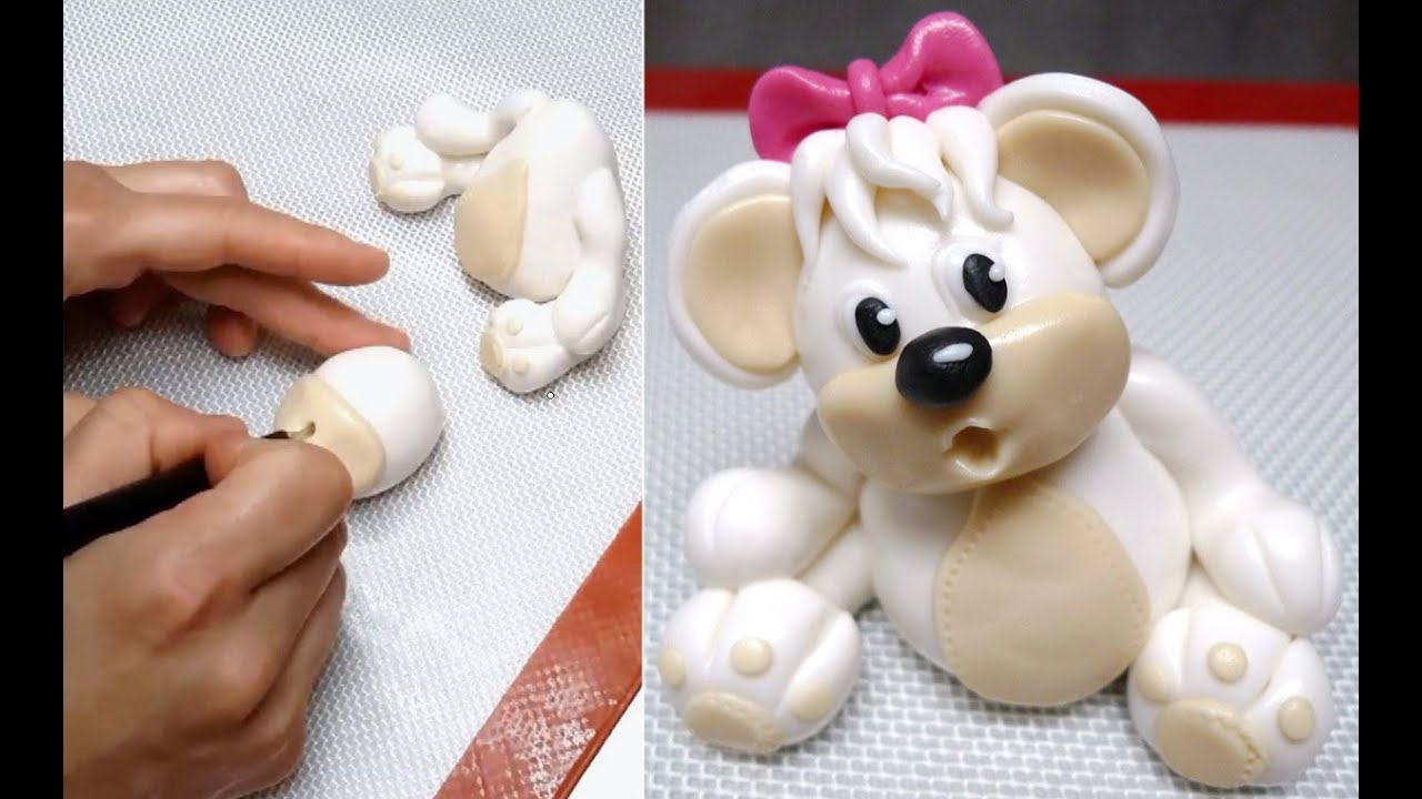 How To Make A Teddy Bear Fondant Figure | Cake Topper Idea for Baby Shower Cake