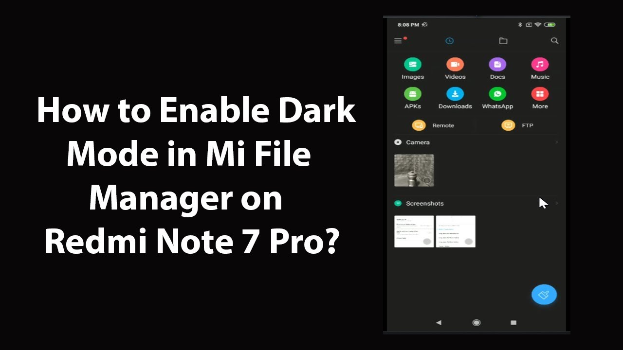 How to Enable Dark Mode in Mi File Manager on Redmi Note 7 Pro?