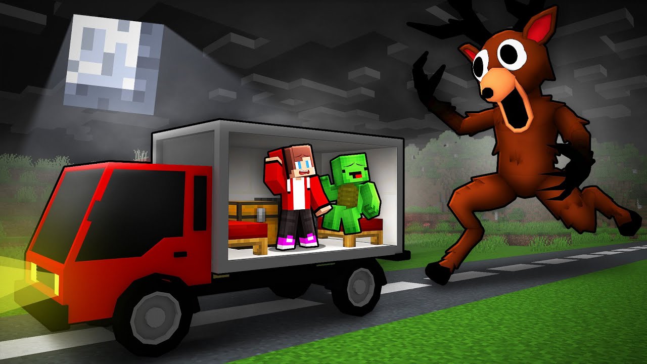 Mikey and JJ Escape from 99 Nights In The Forest in Minecraft (Maizen)