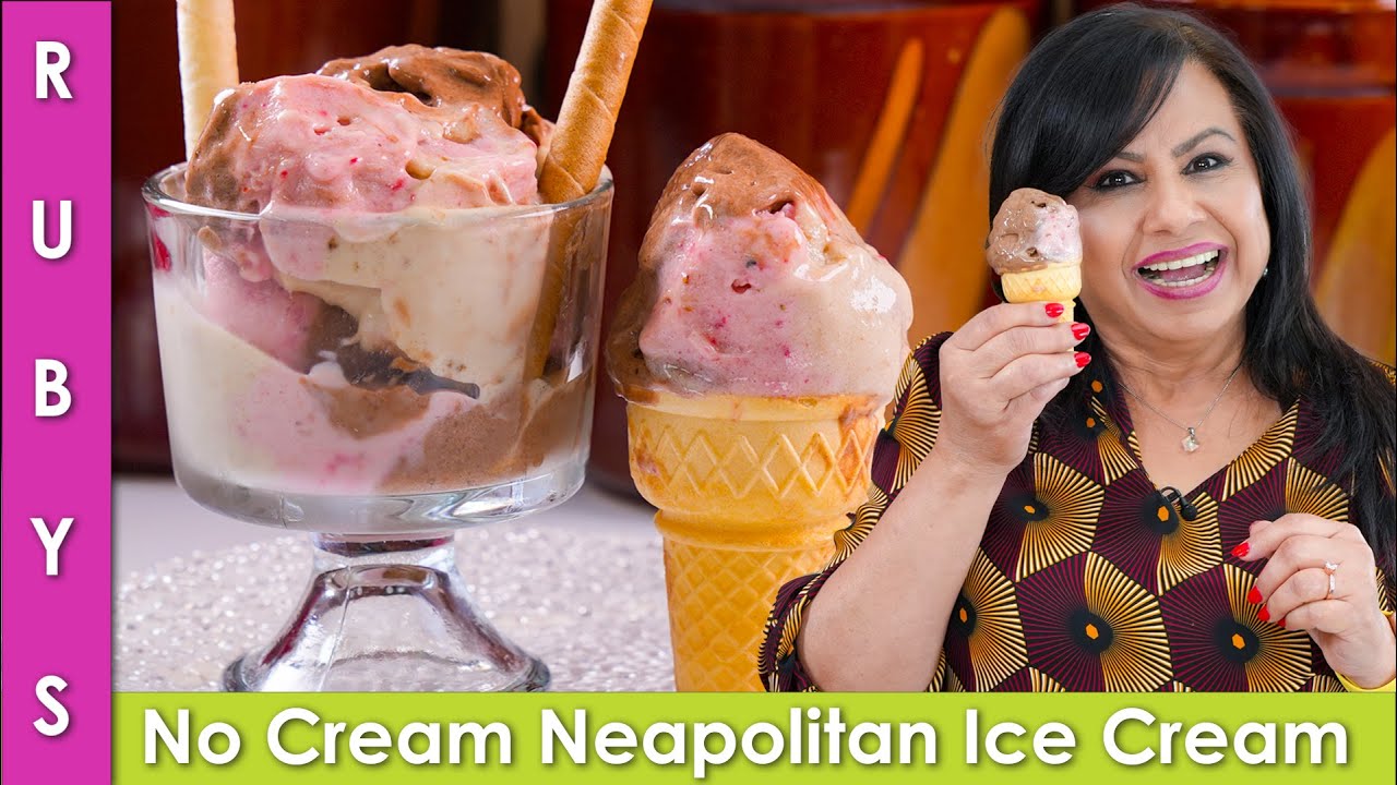 No Cream Natural Neapolitan Ice Cream Recipe in Urdu Hindi -RKK