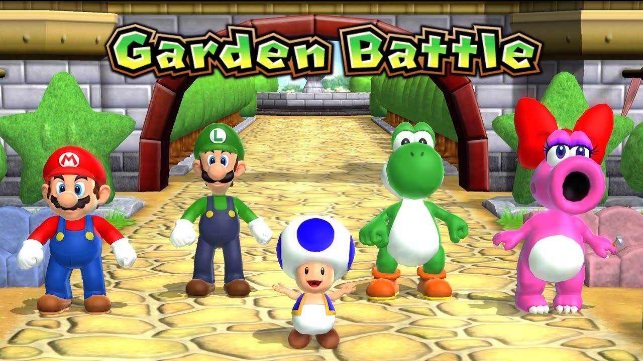 Mario Party 9 - Mario Vs. Luigi Vs. Yoshi Vs. Birdo | Garden Battle
