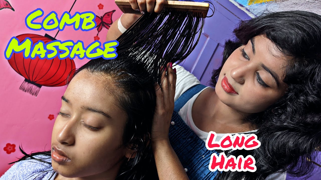ASMR Long Hair Comb Massage With Hair Oil | Crystal Wand massage | Comb Massage With ASMR Sound