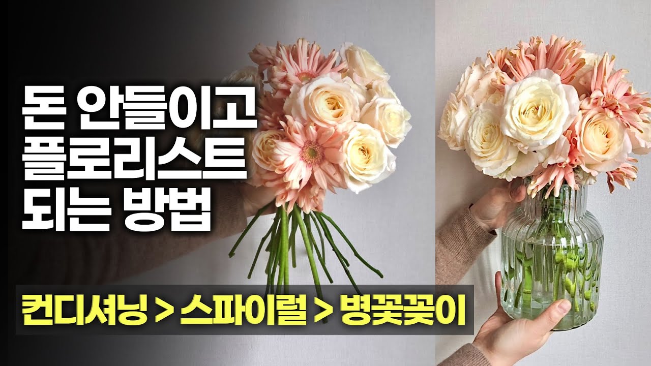플로리스트 기본기 - 컨디셔닝 | 스파이럴 | 병꽃꽂이 한방에 배우기