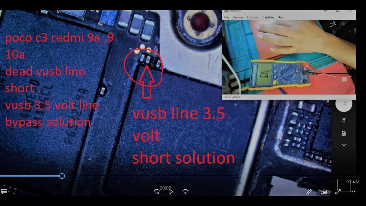 poco c3 dead vusb line short/Redmi 9a dead vusb line short/redmi 9a poco c3 dead vusb 3.5 volt short