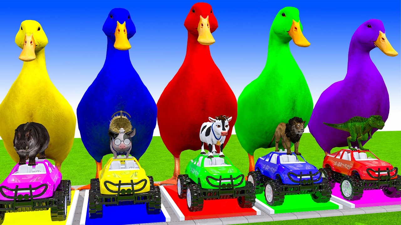 Long Slide Game With Cow Elephant Gorilla Hippopotamus Tiger 3d Animal Game Funny 3d Animals