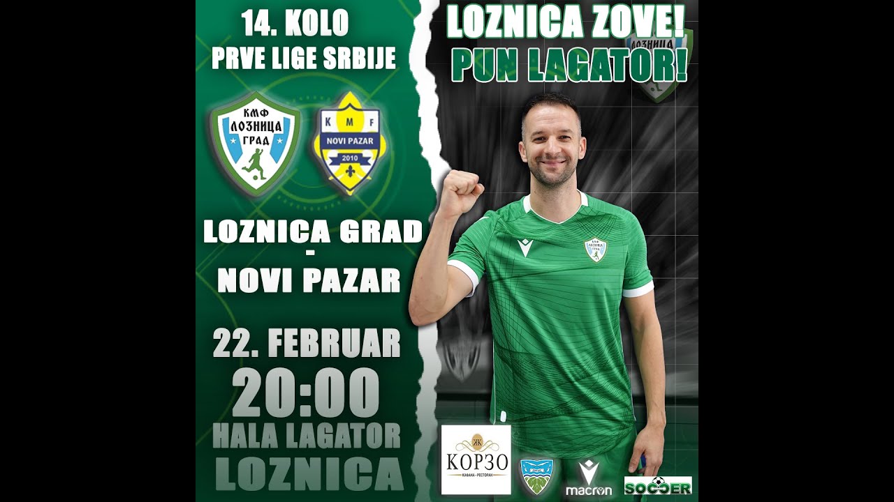 Loznica Grad - Novi Pazar Prva futsal liga Srbije. Hala Lagator Loznica 14. kolo