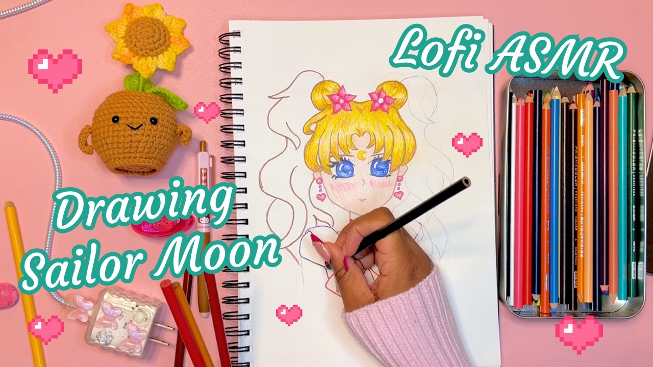 Drawing/Colouring Sailor Moon 🌙🌸 Lofi ASMR (No-Talking) 💤