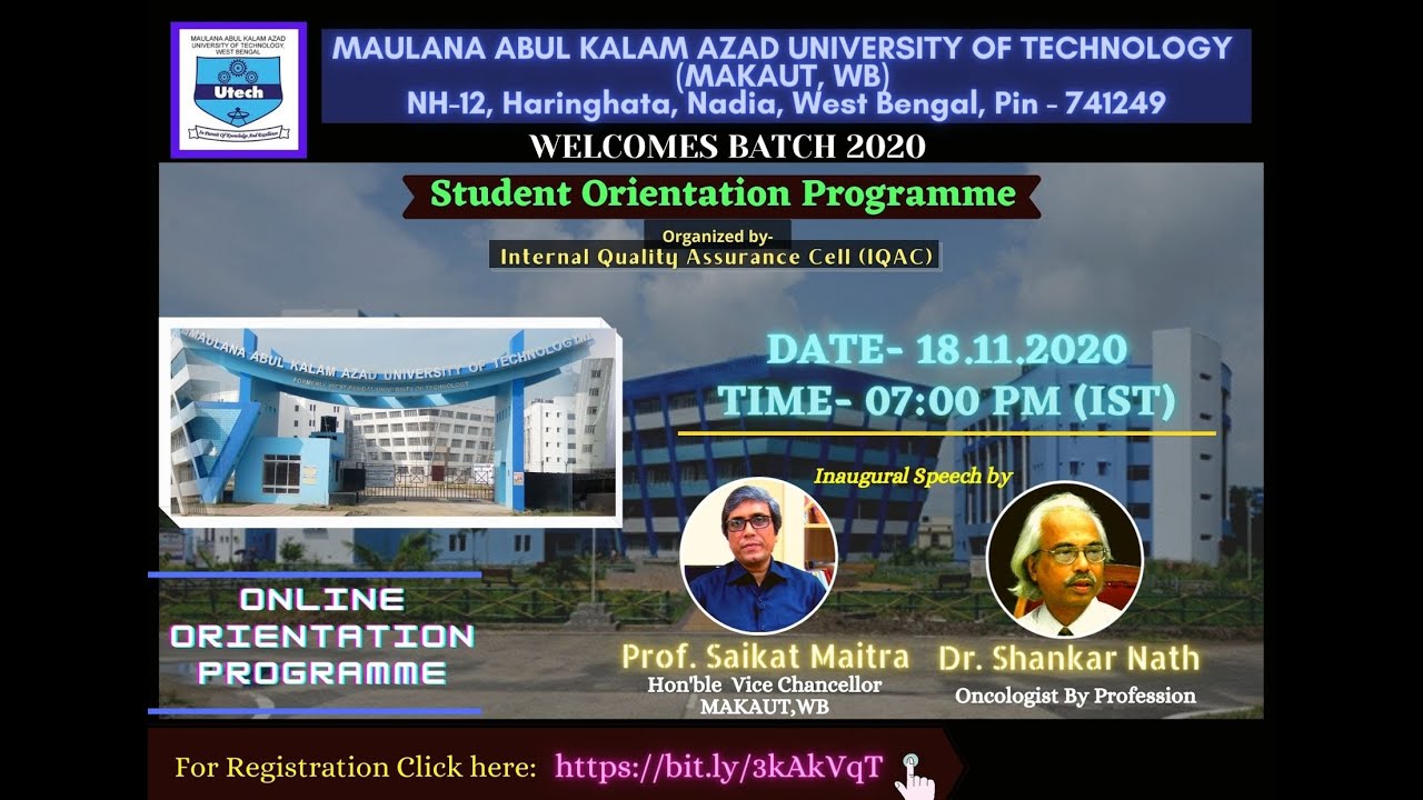 Student Orientation Programme for Batch-2020  (MAKAUT, WB)