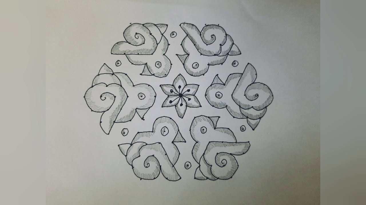 Learn to draw 15-8 bird and shanka/ shanku/ Conch rangoli / Muggulu/ Kolam