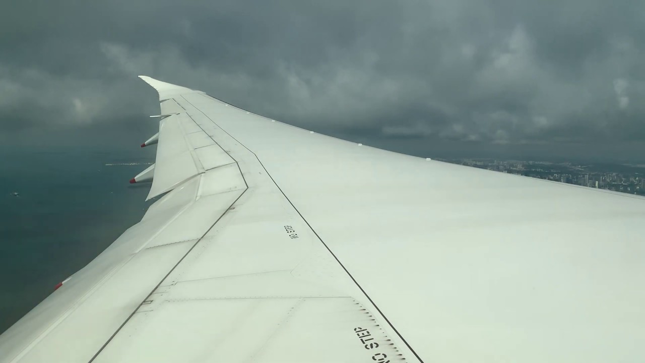 Singapore Airlines Boeing 787-10 wing view landing Manila - Singapore SQ915 brand new plane 78X