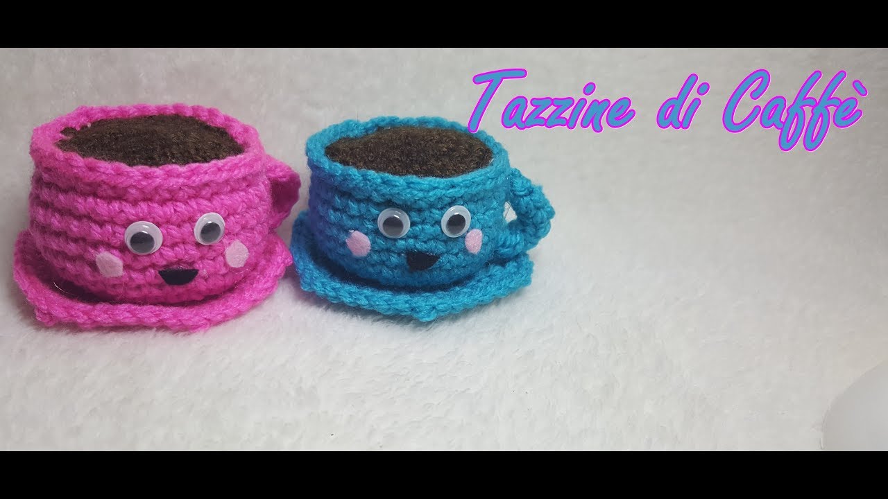 Tazzina di caffè all'uncinetto amigurumi - Crochet cup of coffee - eng subtitle