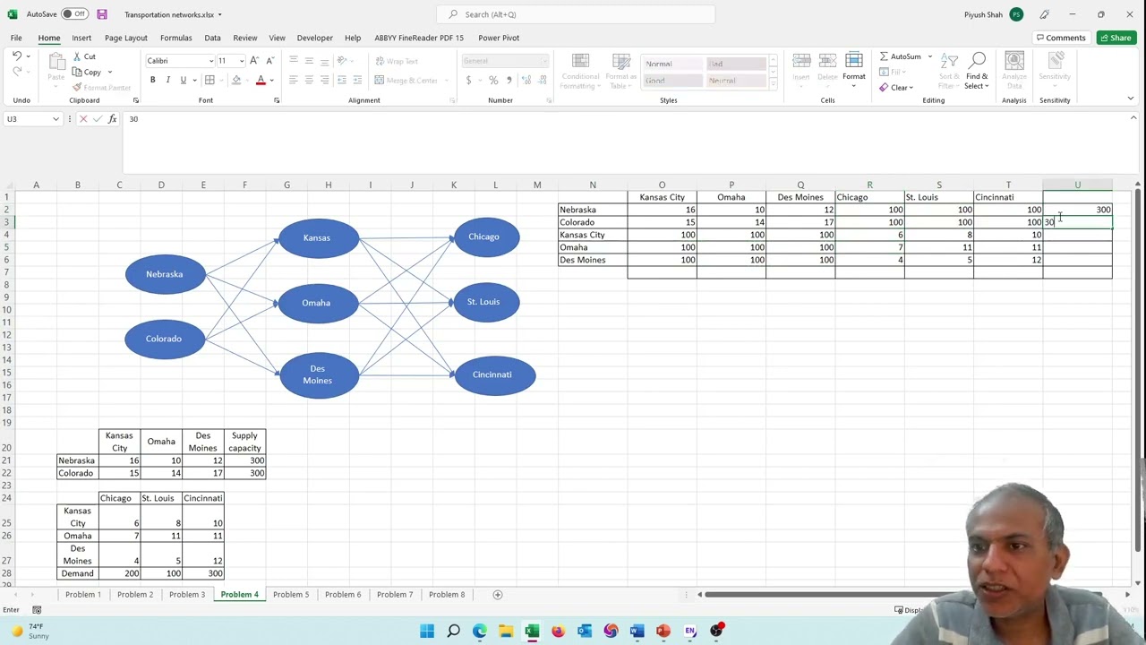 Модель перевалки грузов в Excel Solver (Часть 1 &ndash; Основы оптимизации сети)