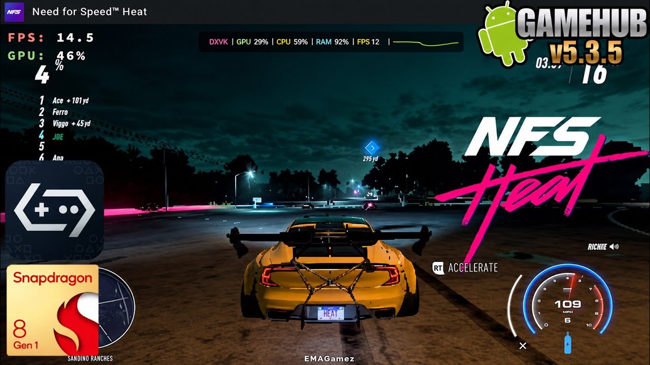 Need for Speed Heat on Android | GameHub v5.3.5 | Tested on SD 8 Gen 1 crashed!