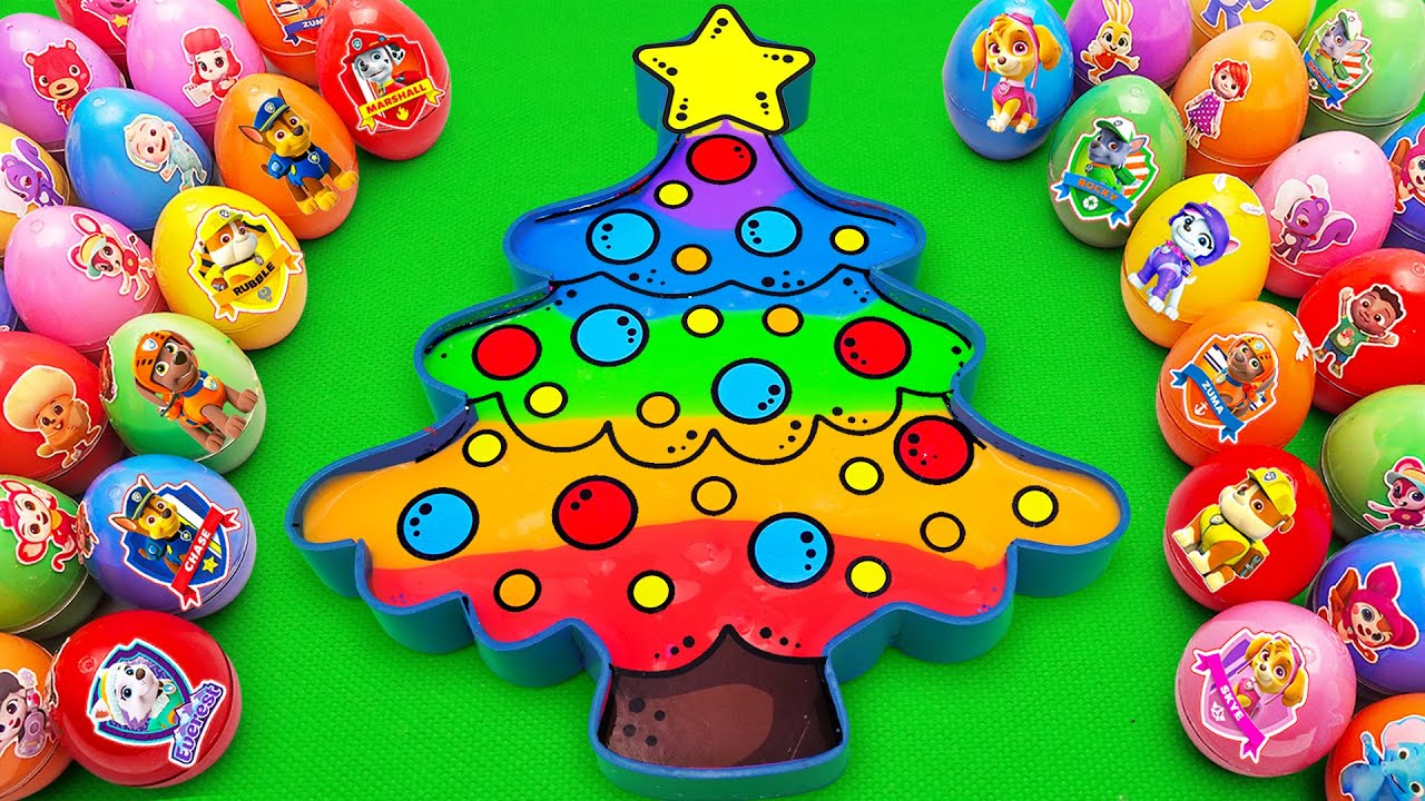Satisfying ASMR | Making Sparkling Christmas Tree Bathtub by Mix SLIME Paw Patrol Eggs CLAY Coloring